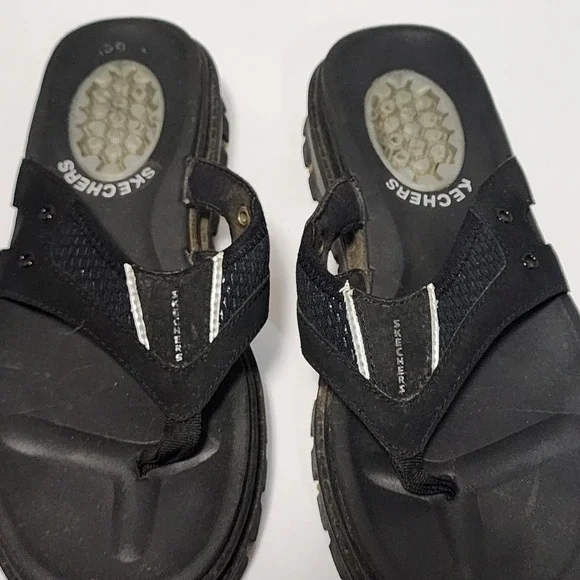 Skechers G-Tech Chunky Black Jammers‎ mens size 8 90s to Y2K